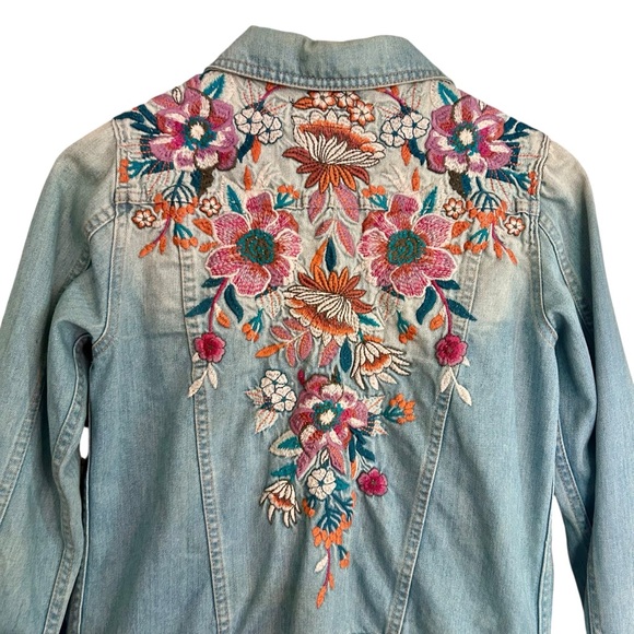 Johnny Was Nena Floral-Embroidered Denim Jacket | Sz Small - Picture 9 of 12